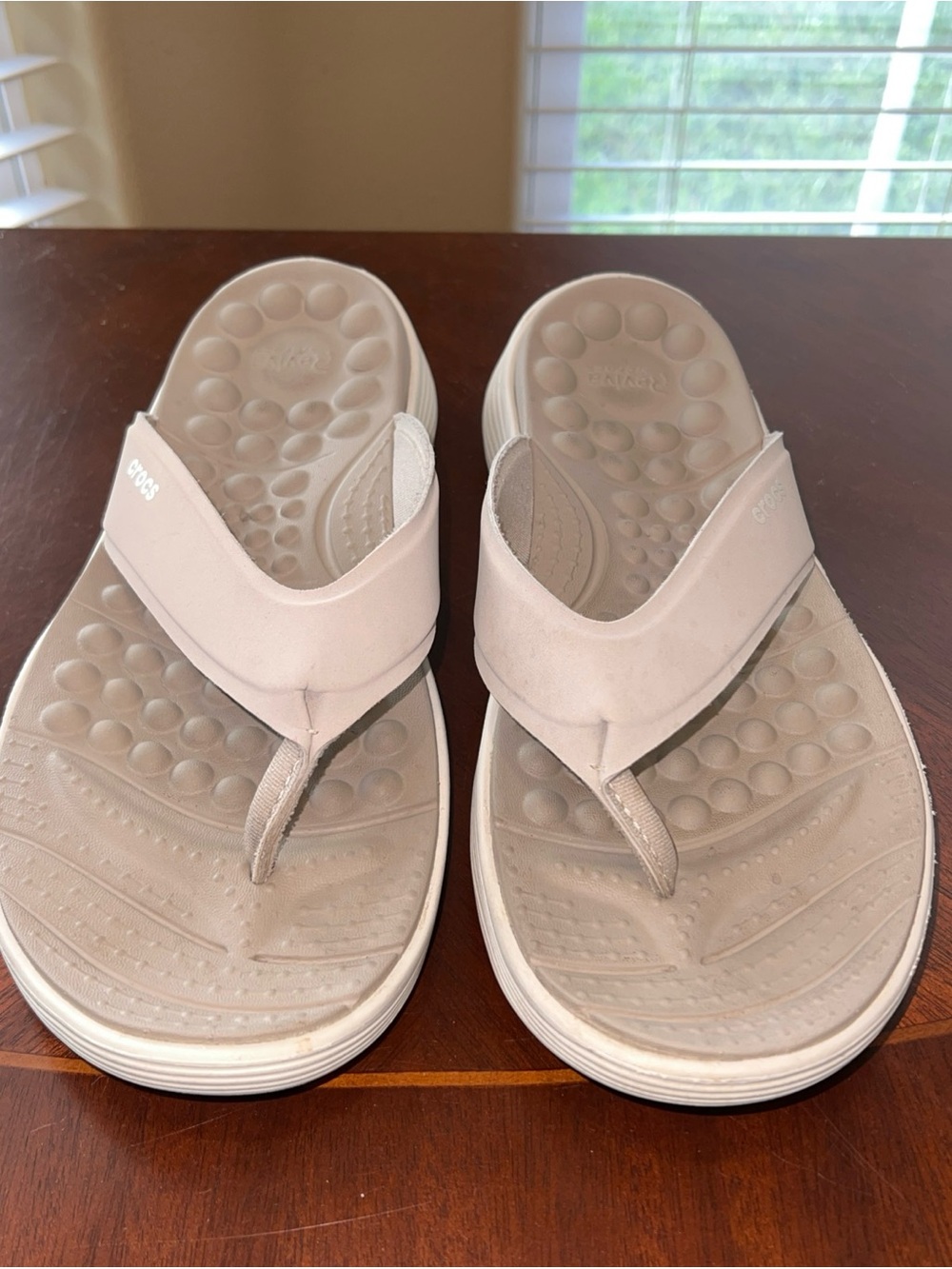 CROCS Women's Tan/Beige Flip Flop Sandals
